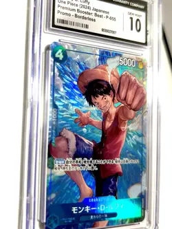 Bandai One Piece CCG Monkey D. Luffy Premium Booster P-055 Promo Holo CGC 10 - Image 4