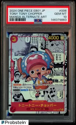 2024 One Piece EB01 Japanese #006 Tony Tony Chopper Manga Alternate Art PSA 10 - Image 1