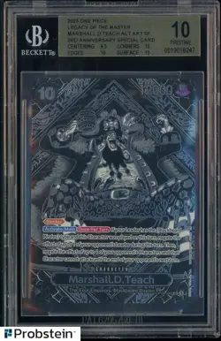2025 One Piece OP12 English 3rd Anniversary Silver #093 Marshall D. Teach BGS 10 - Image 1