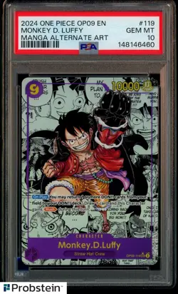 2024 One Piece OP09 EN Manga Alternate Art #119 Monkey D. Luffy PSA 10 GEM MINT - Image 1