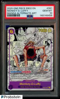2025 One Piece EB02 EN Manga Alternate Art #061 Monkey D. Luffy PSA 10 GEM MINT - Image 1