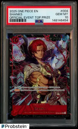 2025 One Piece EN Official Event Top Prize #004 Shanks PSA 10 GEM MINT - Image 1