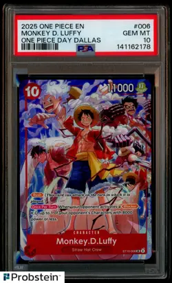 2025 One Piece EN One Piece Day Dallas #006 Monkey D Luffy PSA 10 GEM MINT - Image 1