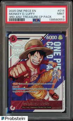 2025 One Piece EN 3rd Anniversary Treasure CP Pack #014 Monkey D. Luffy PSA 9 - Image 1