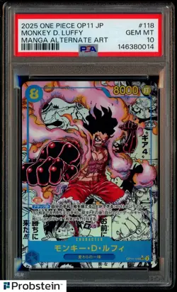 2025 One Piece OP11 Japanese Manga Alternate Art #118 Monkey D. Luffy PSA 10 - Image 1
