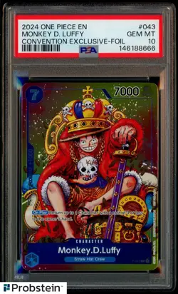 2024 One Piece EN Convention Exclusive Foil #043 Monkey D. Luffy PSA 10 GEM MINT - Image 1