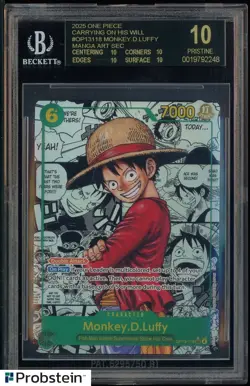 2025 One Piece OP-13 EN Manga Alt Art #118 Monkey D. Luffy BGS 10 BLACK LABEL - Image 1