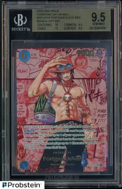 2025 One Piece Carrying on His Will OP13 #119 Portgas D. Ace Red Manga BGS 9.5 - Image 1