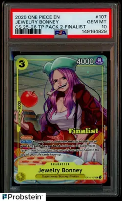 2025 One Piece EN CS 25-26 Top Player Pack 2 #107 Jewelry Bonney Finalist PSA 10 - Image 1