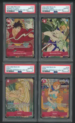 ONE PIECE STRAW HAT CREW SET 2024 ENGLISH 1ST ANNIVERSARY PSA 10 SEQUENTIAL SET - Image 3