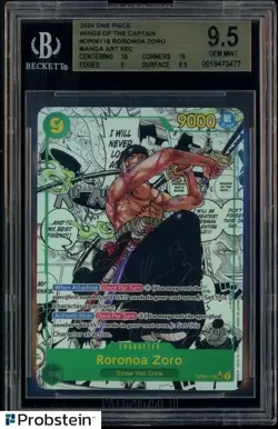 2024 One Piece TCG #OP06-118 Roronoa Zoro Maga ART SEC BGS 9.5 GEM MINT - Image 1
