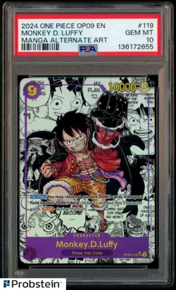 2024 One Piece TCG OP-09 EN #119 Monkey.D.Luffy Manga Alternate Art PSA 10 - Image 1