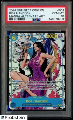 2024 One Piece OP07 Manga Alternate Art #051 Boa Hancock PSA 10 GEM MINT - Image 1