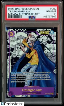 2023 One Piece OP05 Manga Alternate Art #069 Trafalgar Law PSA 10 GEM MINT - Image 1