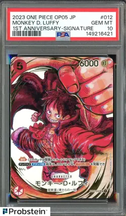 2023 One Piece OP05 JPN 1st Anniversary Signature #012 Monkey D. Luffy PSA 10 - Image 1