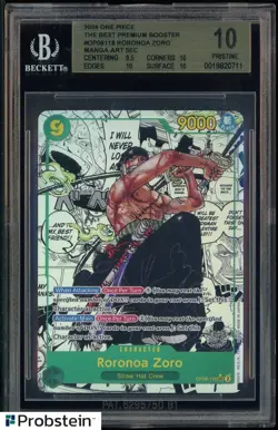 2024 One Piece The Best Premium Bstr OP06 118 Roronoa Zoro Manga Art BGS 10 - Image 1