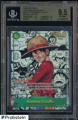 2025 ONE PIECE OP13 ENGLISH #OP03118 MONKEY.D.LUFFY MANGA ART SEC BGS 9.5 - Image 1