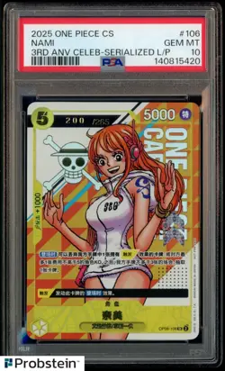 2025 One Piece Promos S. Chinese 3rd Anniversary Flash Event Nami Serial PSA 10 - Image 1