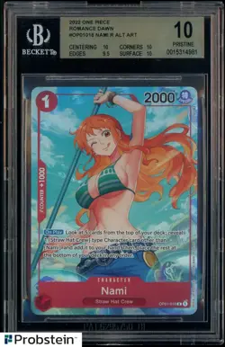 2022 One Piece OP01 Alternate Art Pre-Errata #016 Nami BGS 10 PRISTINE - Image 1