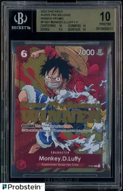 2022 One Piece Promos Super Prerelease Winner #001 Monkey D. Luffy BGS 10 - Image 1
