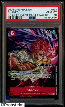 2025 One Piece EN CS 25-26 Event Pack Finalist #083 Shanks PSA 10 GEM MINT - Image 1