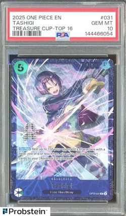 2025 One Piece EN Treasure Cup Top 16 #031 Tashigi PSA 10 GEM MINT - Image 1
