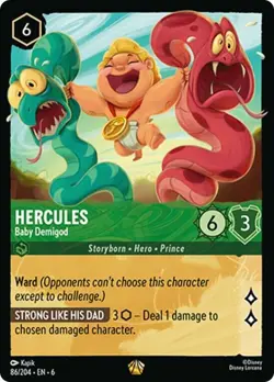 Disney Lorcana Azurite Sea - 86 Hercules, Baby Demigod - Legendary Non Foil - Image 1