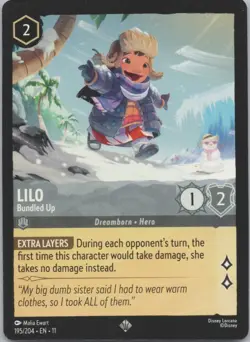 Disney Lorcana Winterspell (11) #195/204 Lilo - Bundled Up - Image 1
