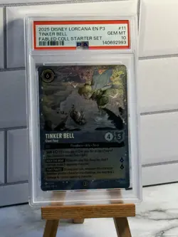 Tinker Bell Giant Fairy Glimmer Foil Promo Fabled Starter Disney Lorcana PSA 10 - Image 1