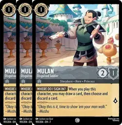 3 X Mulan Disguised Soldier 193/204 Disney Lorcana Archazia's Island Non-Foil - Image 1