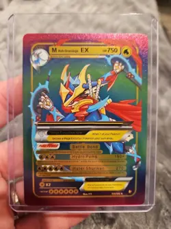 M Ash Greninja EX Rainbow Foil Fan Art Vinyl Collector Card 159/300 - Image 1