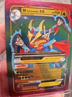 M Ash Greninja EX Rainbow Foil Fan Art Vinyl Collector Card 159/300 - Image 3