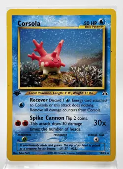 Corsola 37/75 1st Edition Neo Discovery LP Pokemon Card 2001 - Image 1