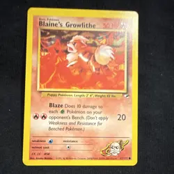 Pokemon TCG Blaine's Growlithe Gym Heroes 62/132 Basic Common Card Stock 2000 - Image 1