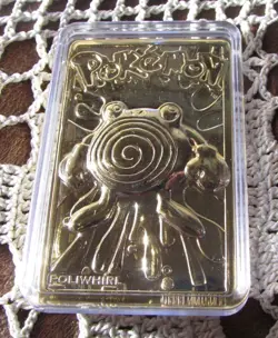 POKEMON 1999 Limited Edition POLIWHIRL 23KGold-Plated Trading Card DisplaySphere - Image 3