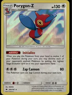 Porygon Z Holo Rare SM Burning Shadows 105/147 Colorless Holo Pokemon Card - Image 1