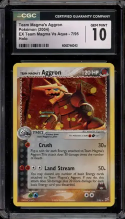 Pokemon Team Magma's Aggron EX TM Magma Vs Aqua Holo Rare #7 CGC 10 Gem Mint - Image 1