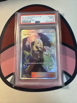 PSA 9 - FULL ART/CYNTHIA - 2019 POKEMON SUN & MOON HIDDEN FATES #SV82 - Image 1