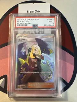 PSA 9 - FULL ART/CYNTHIA - 2019 POKEMON SUN & MOON HIDDEN FATES #SV82 - Image 3