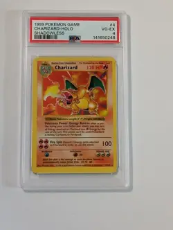 1999 Pokemon Base Set- Shadowless #4 Charizard-Holo PSA 4 - Image 1