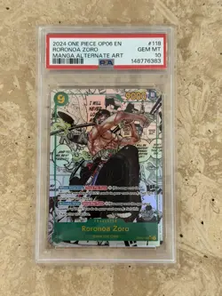 2024 One Piece OP06 ENG Manga Alternate Art #118 Roronoa Zoro PSA 10 GEM MINT - Image 1