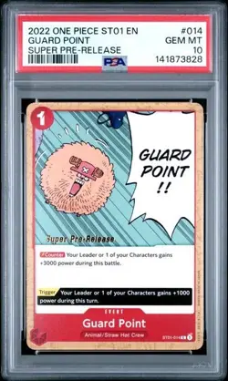 2022 ONE PIECE SUPER PRE RELEASE ST01-014 GUARD POINT PSA 10 GEM MINT - Image 1