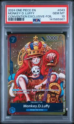 2024 One Piece Monkey.D.Luffy Convention Exclusive Foil Promo P-043 PSA 10 - Image 1