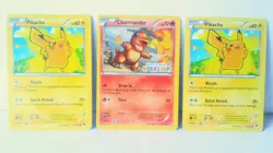 Lot of 3 Pokemon Cards: Charmander 2013 Workshop & 2x Pikachu 2014 cards - Image 1