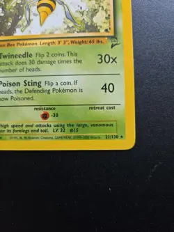 Pokemon TCG Beedrill Base Set 2 21/130 Regular Unlimited Rare NM/MT Vintage Card - Image 3