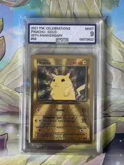 AGS 9 Gold Metal Pikachu 58/102 Celebrations UPC 25th Promo Pokemon Card - Image 1
