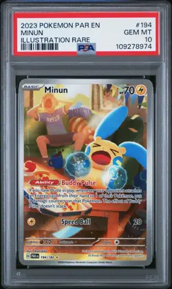 PSA 10 Minun 194/182 Paradox Rift IR Pokemon Illustration Rare Gem Mint 2023 - Image 1