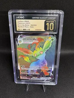 Pokemon Leafeon VMAX Secret Rare Rainbow Rare Holo CGC 10 204/203 Evolving Skies - Image 1