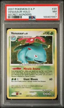 2007 POKEMON DIAMOND & PEARL SECRET WONDERS #20 VENUSAUR-HOLO PSA 7 - Image 1
