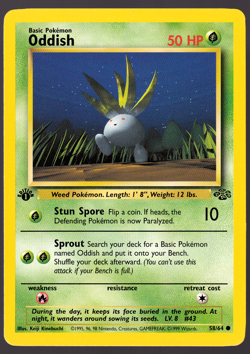 Oddish 58/64 1st Edition Jungle Pokemon Card 1999 LP - Image 1